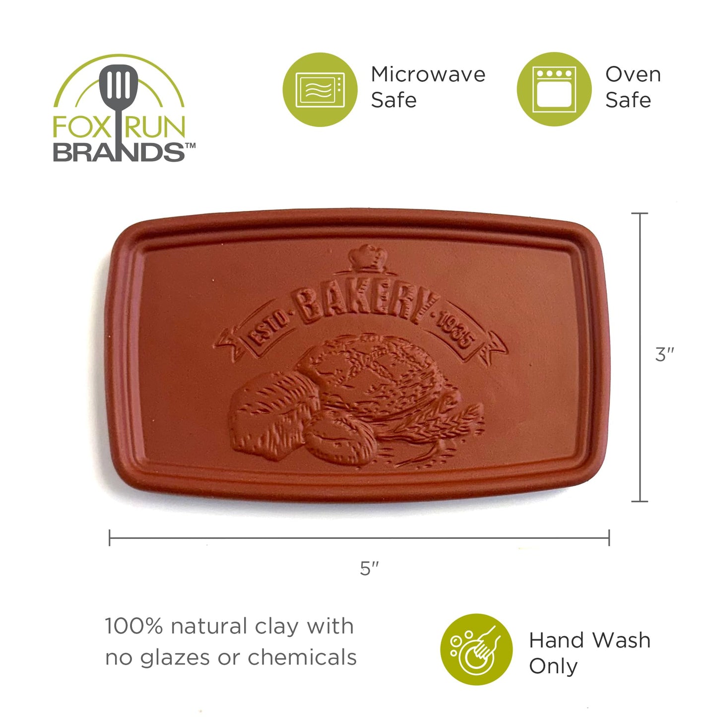 Fox Run Bread Warmer, 100% Terracotta Bread Warming Stone, Microwave & Oven Safe