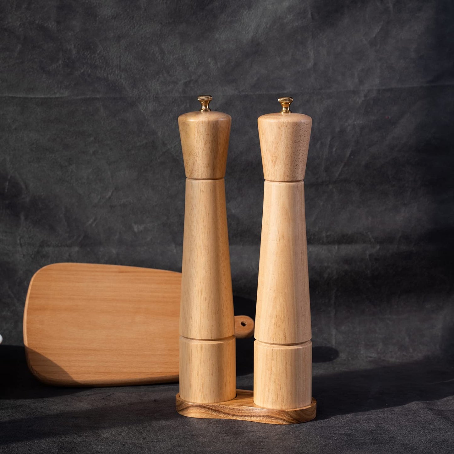 DeroTeno Salt and Pepper Mill Tray, Inner Dia 6 cm / 2.36 inch, Acacia Wood, Pepper Grinder Rest, Dining Table Protector (Pepper Mill and Salt Mill are not Included)