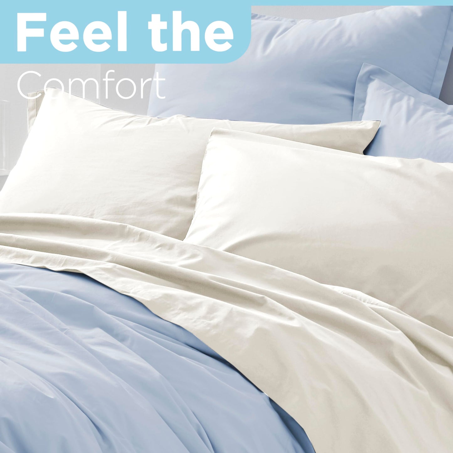 Color Remedy King 4-Piece Bed Sheet Set – Soft, Lightweight, Wrinkle-Resistant Fabric – Durable, Breathable, Easy Care Sheets with Deep Pockets – Ivory