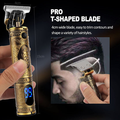 YiLFo Hair Clippers Men Professional Beard Trimmer, Cordless Electric Self Hair Clippers with LCD Screen, Precision Outlining Trimmer-Smooth Clipping, Sharp Shaver-Rechargeable Battery, Gifts for Men