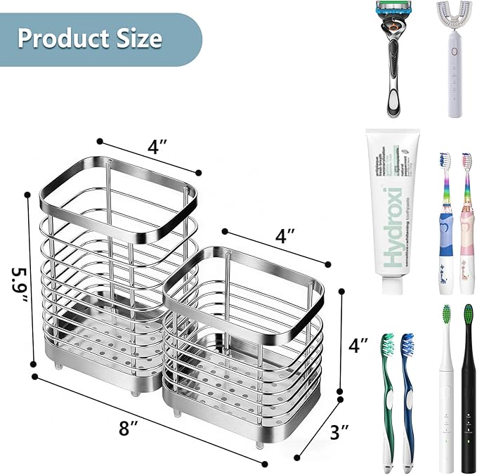 MYITYARD Toothbrush Holder for Bathroom, Stainless Steel Ventilated Electric