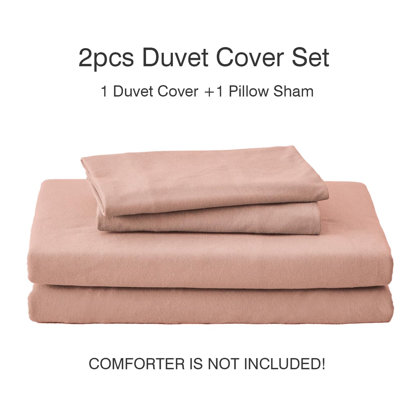 PURE ERA Jersey Knit Duvet Cover Set 100% T-Shirt Cotton Super Soft Comfy 2pc Bedding Set with Zipper Closure (New Petal Pink, Twin)
