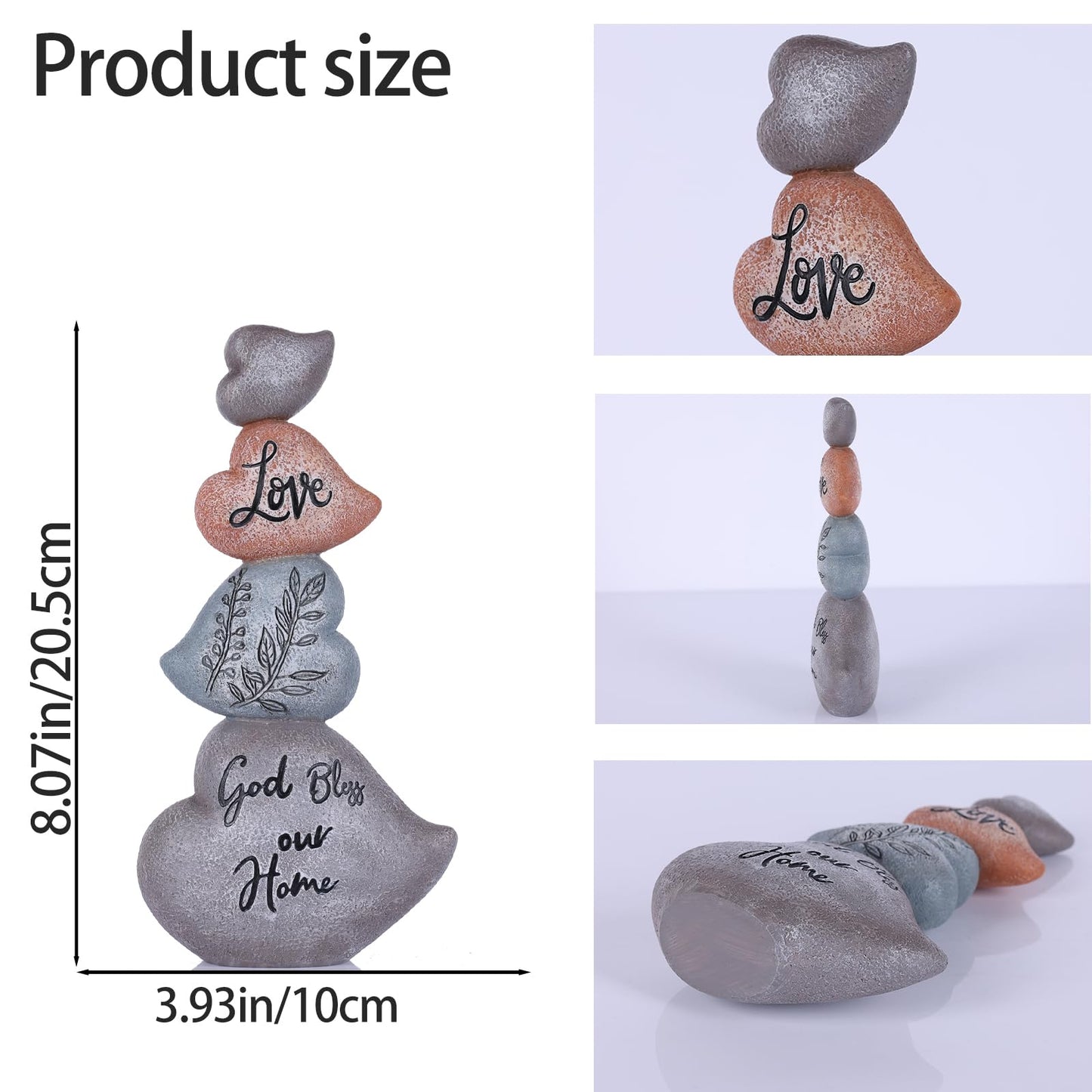 Heart Shaped Stacked Stone Sculpture, Abstract Home Decor Sculpture, Modern Creative Decor for Offices, Bookshelves, Coffee Tables, Entryways, Shelves, Partitions, or Dining Table Centerpieces. (A)