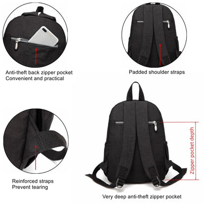 AOTIAN Women's Lightweight Sturdy Nylon Little Handy Backpack 9 litres, Black