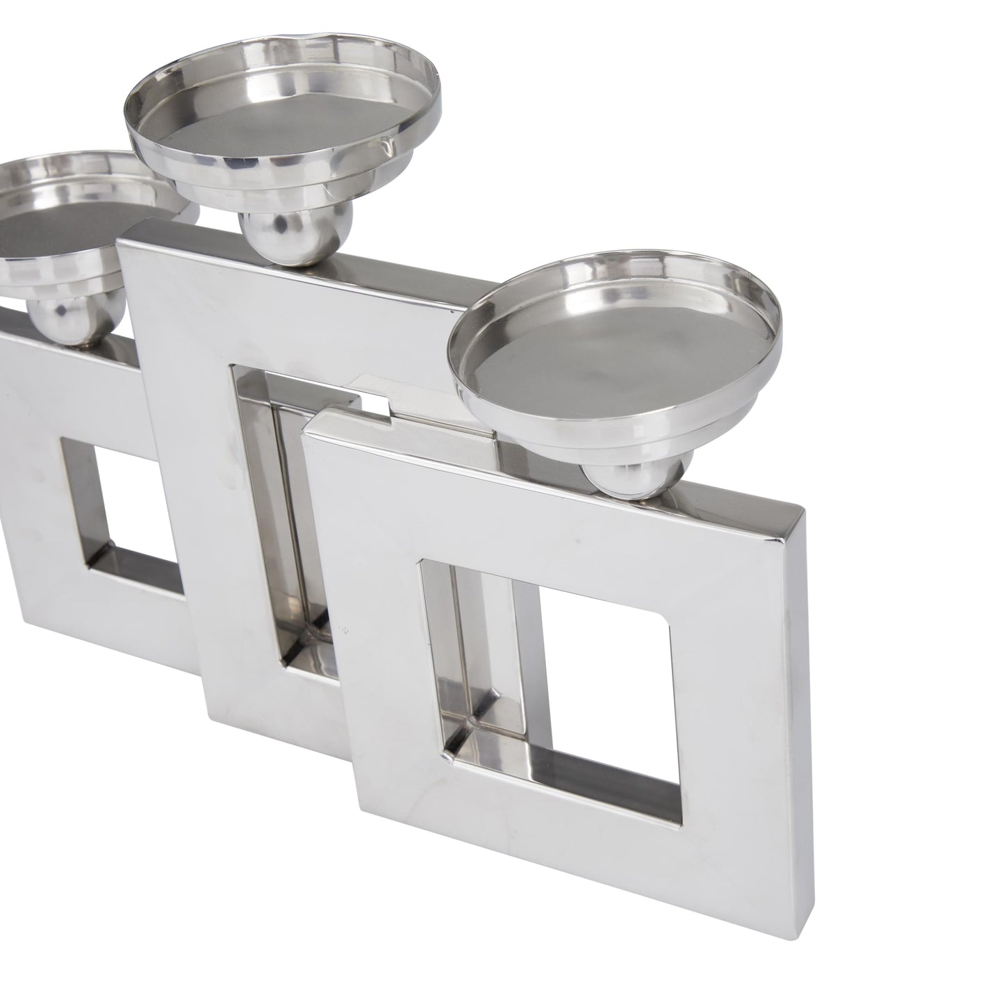 Deco 79 Stainless Steel Metal Decorative Candle Holder Pillar 3 Plate Candle Stand, Candlestick Holder 14" x 6" x 11", Silver
