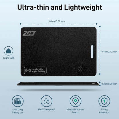 ZCJ Wallet Tracker Card, Compatible with Find My App(iOS Only), for Luggage Tag, Purse, Passport,Key,IP67 Waterproof,Slim Smart Bluetooth Tracking Tag with Key Chain Hole (Recharge Version -1 Pack)