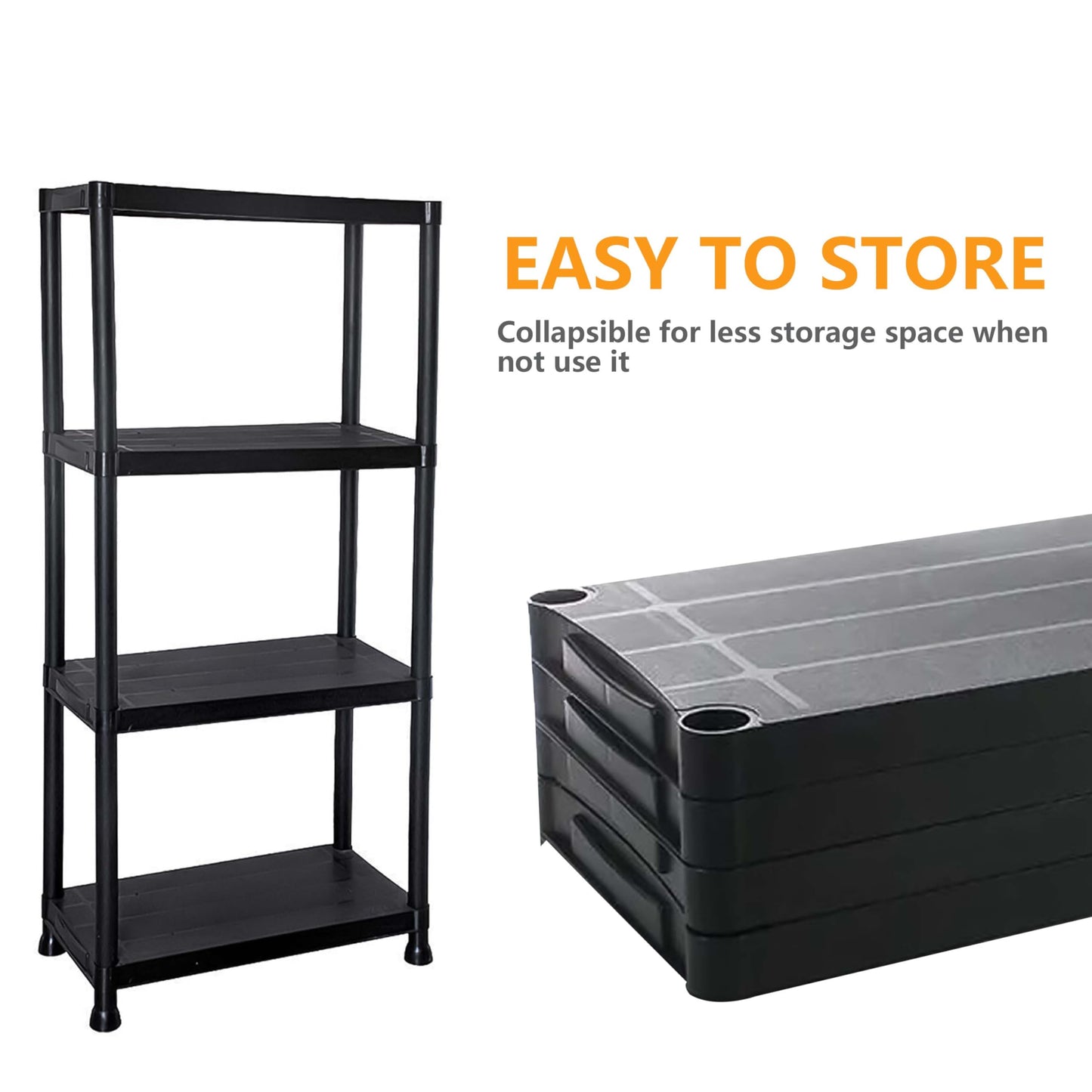 3/4/5 Tier - Plastic Shelving Unit | Garage Shelving Units | Storage Shelves | Shelving Units for Storage | Plastic Racking | Racking Shelving Unit Warehouse, Garage, Shed, and Workshop (4 Tier)