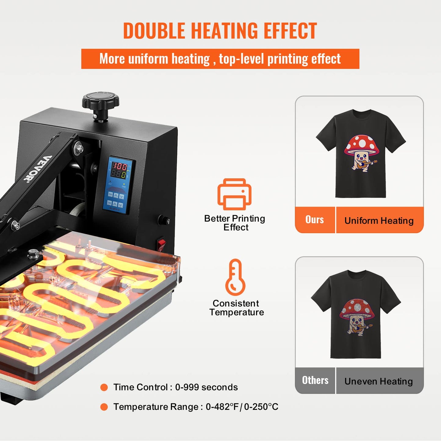 VEVOR Heat Press 16x20, 1700W Power Heat Press Machine, Fast Heating, High Pressure Heat Press Machine for T-Shirt, Digital Industrial Sublimation Printer for Heat Transfer Vinyl, Easy to Use, Black