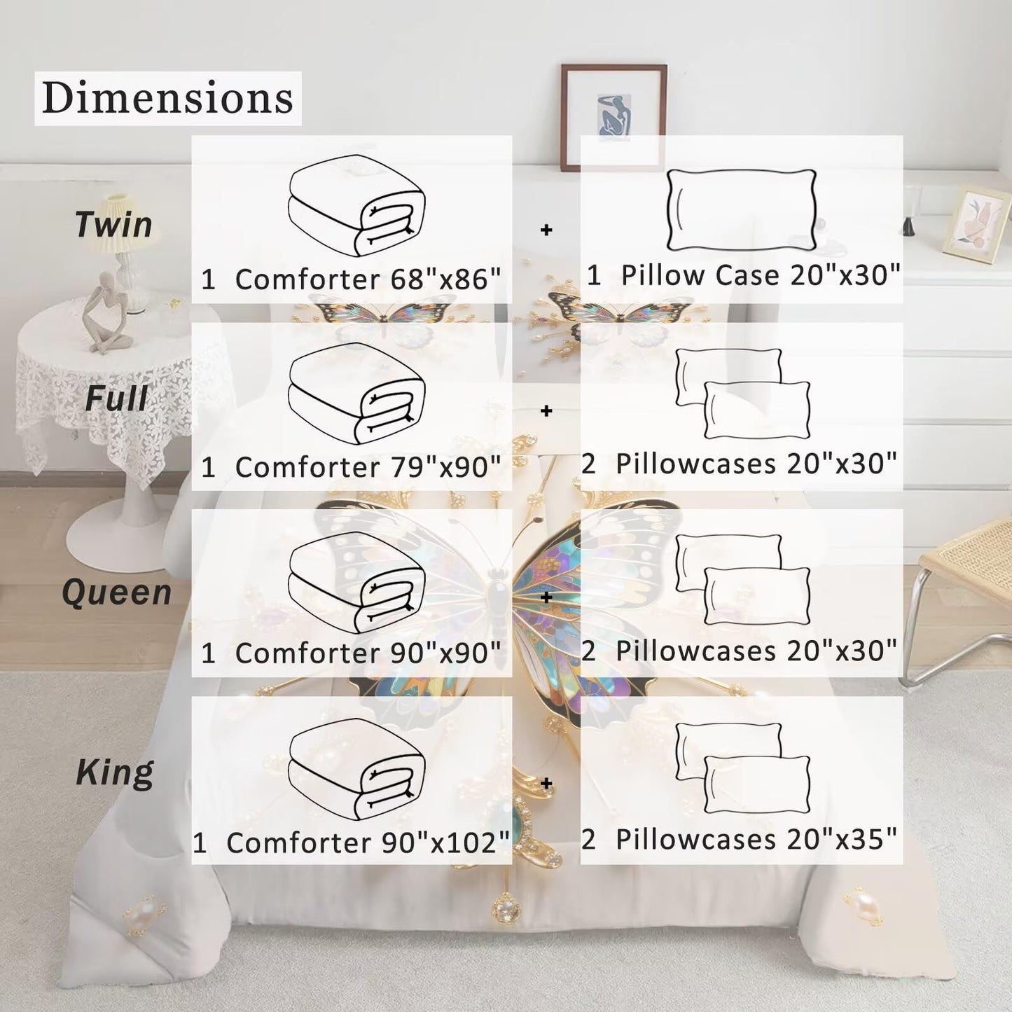 DJNEAR Black and Gold Butterfly Comforter Set Twin Size Animal Bedding Sets for Girls Kids Teen Women Bedroom Cute Diamond Butterflies Quilt Room Decor 1 Comforter 1 Pillowcase