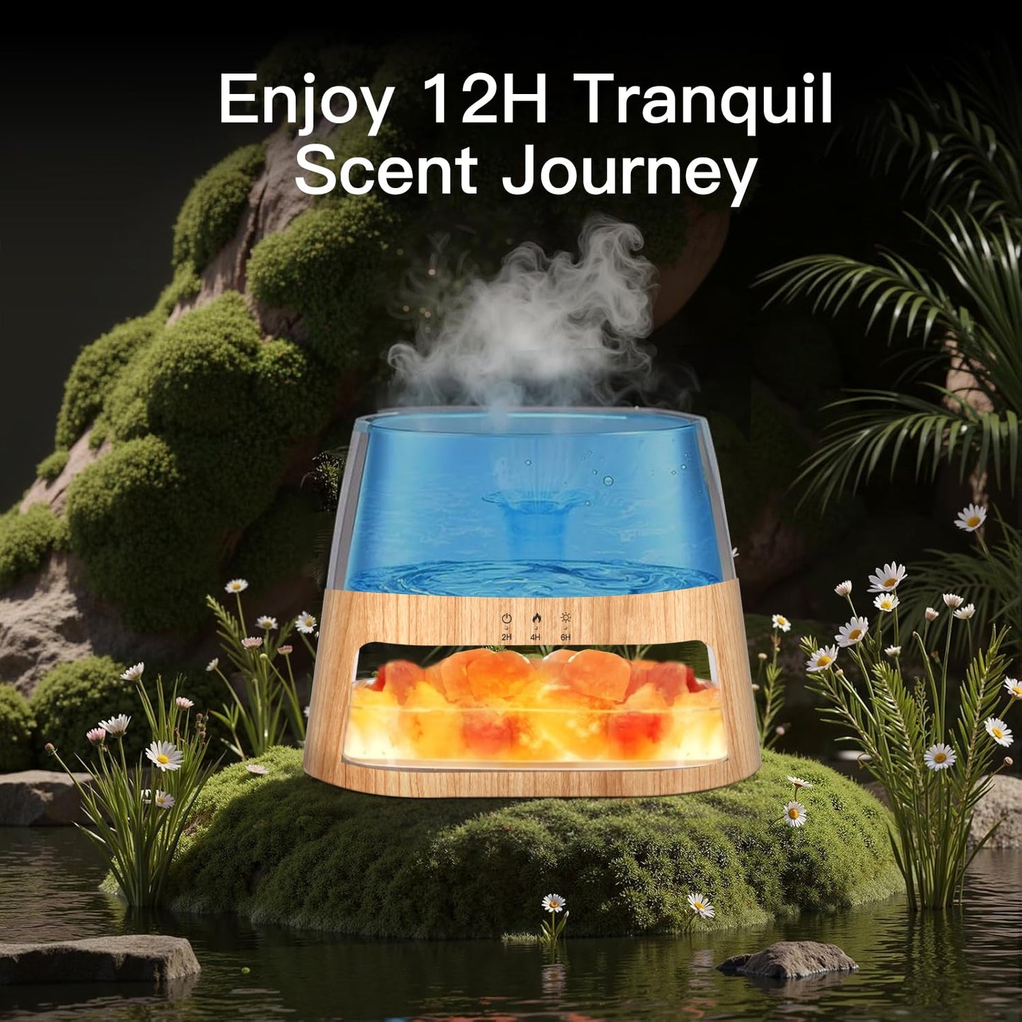 BieJiahWeiBie Luxury Himalayan Salt Lamp Humidifier & Aromatherapy Diffuser - 8 Color Mood Lighting w/Remote for Spa, Bedroom, Home Relaxation260ml (Wood)