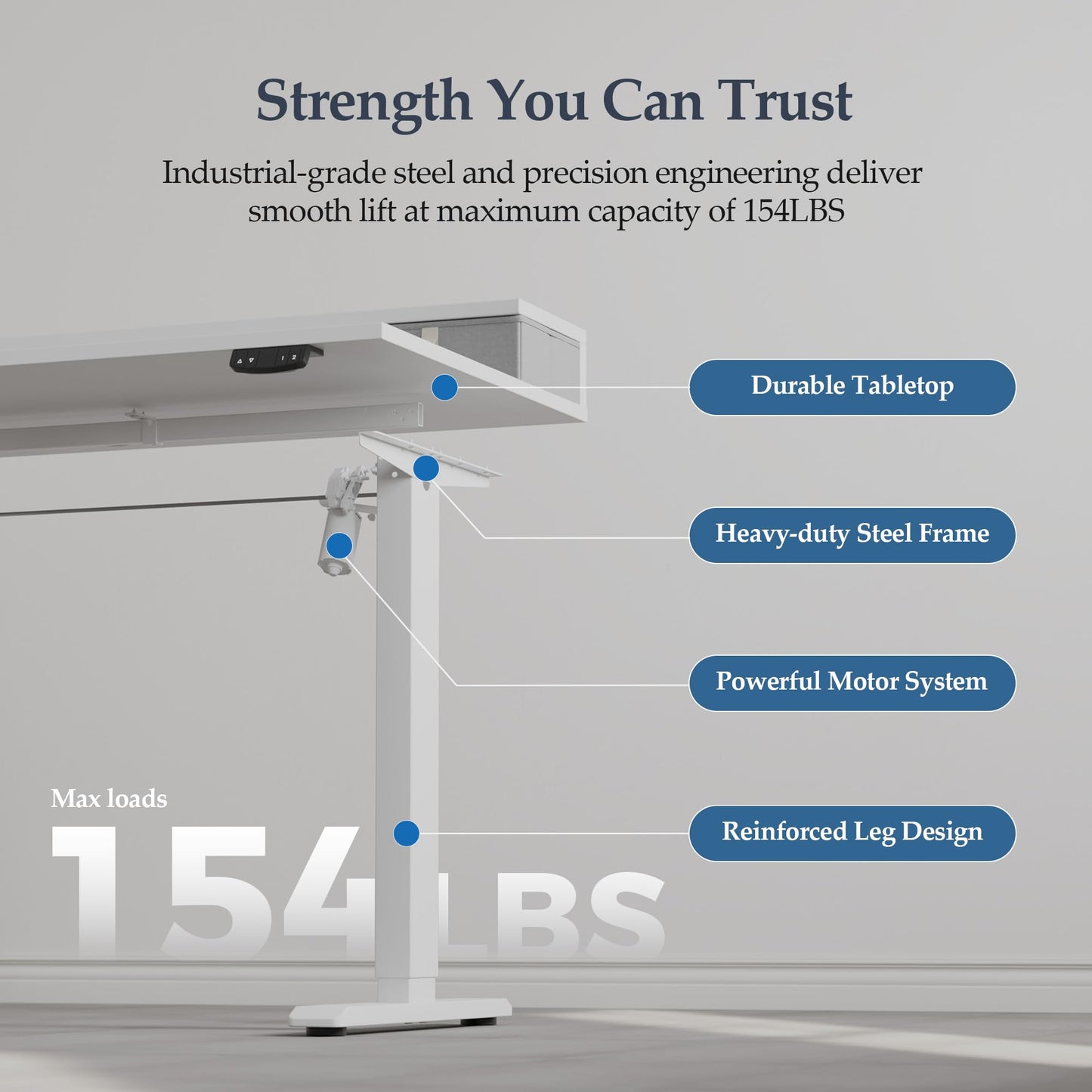 Klicelor 63 x24 Inch Electric Standing Desk with Drawers, Adjustable Height Small Sit Stand Desk for Home Office, Compact Computer Workstation with Storage– White
