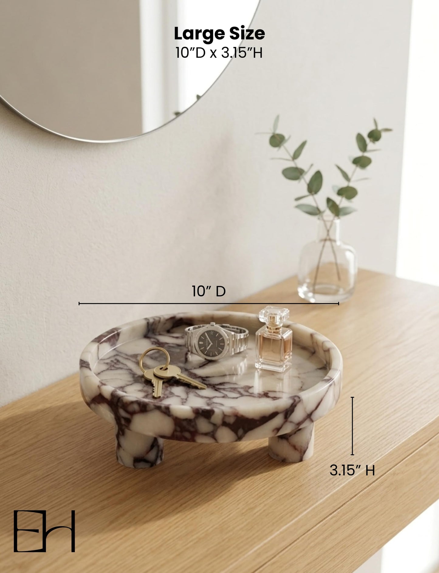 ExcHues 10” Footed Marble Tray and Fruit Bowl for Kitchen Counter