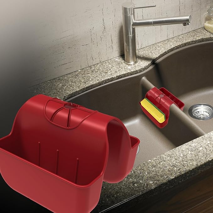 Sponge Holder for Kitchen Sink, Silicone Sink Saddle Caddy Organizer Rack