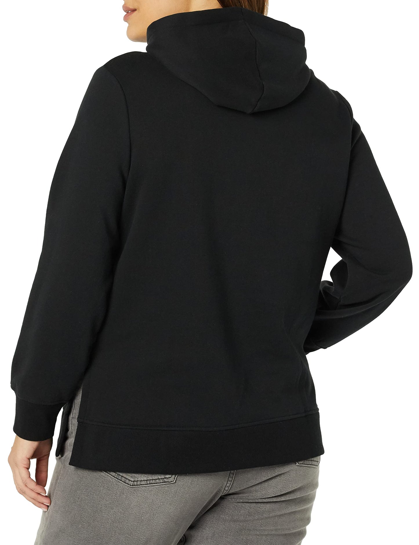 Amazon Essentials Women's Fleece Hooded Tunic Sweatshirt, Black, Medium