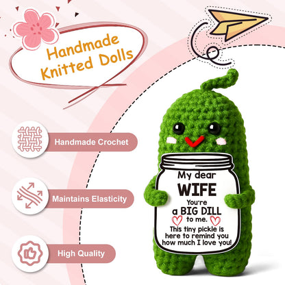 Valentines Day Gifts for Him Her Boyfriend Girlfriend, Handmade Crochet Pickle Valentines Gifts for Wife Husband, I Love You Birthday Gift To My Love Wedding Anniversary Romantic Gift for Couples