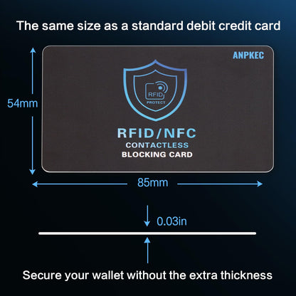 ANPKEC RFID Blocking Card (5 Pack), Slim RFID & NFC Blocker for Men & Women - 1 Card Protects Entire Wallet/Purse, Contactless Debit/Credit Card & Passport Protector