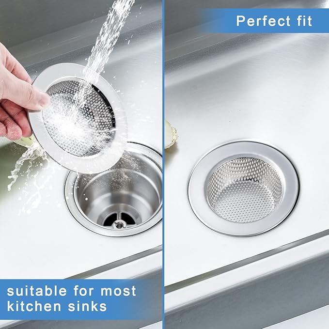 2 Pcs Sink Strainer for Most Kitchen Sink Drain Basket, Upgraded Double-Layer