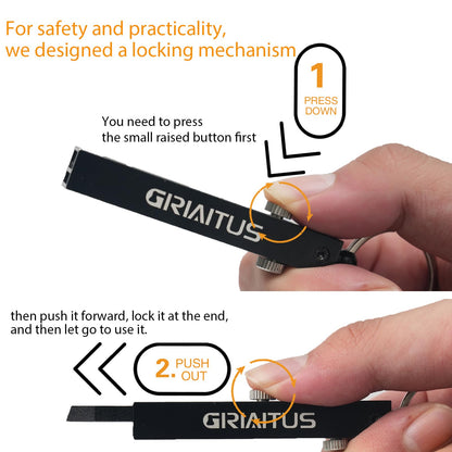 EDC Pocket Knife 2 in1 Keychain Tweezers Precision Multitool Box Cutter Retractable Multi Tool Utility Knife Portable for Splinters, Craft, Jewelry, Soldering, Outdoor Work Men Women Gift (Black)
