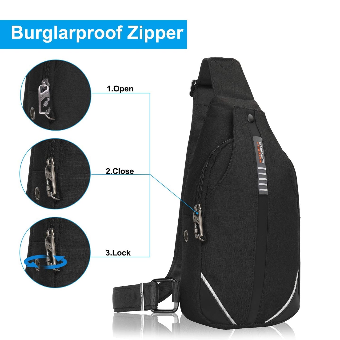 Waterfly Anti-Theft Backpack Crossbody Sling Bag Small Multipurpose Daypack for Men Women