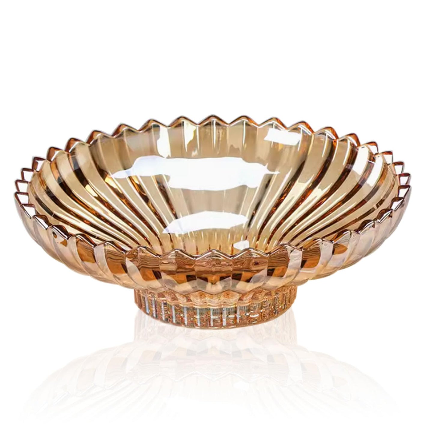 Rxcvkmw Glass Fruit Bowl or Decorative Bowl, used for Kitchen counter or living room center table decoration, 12.5 inch Fruit Bowl or Center Bowl (Amber)