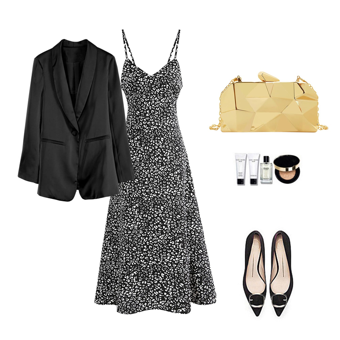 Reberomantic Women Lattice Pattern Metal Handbag Chain Geometric Evening Clutch Purse (G-Large Gold)