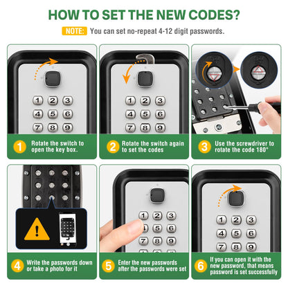 HUANLANG Lock Box for Keys with Code, Waterproof Key Boxs Wall Mount 12-Digit Keypad Locks Box for House Key, Realtors, Garage Spare Keys