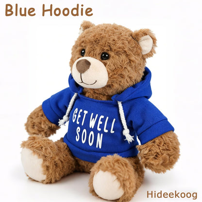 Hideekoog 2 Pcs Classic Teddy Bears Plush Dolls 8.7 Inch Stuffed Bear Animal Set Hoodie-Wearing Bear with Get Well Soon Valentine’s Cozy Bear for Girlfriend Girls Kids Baby Gift (Pink + Blue)