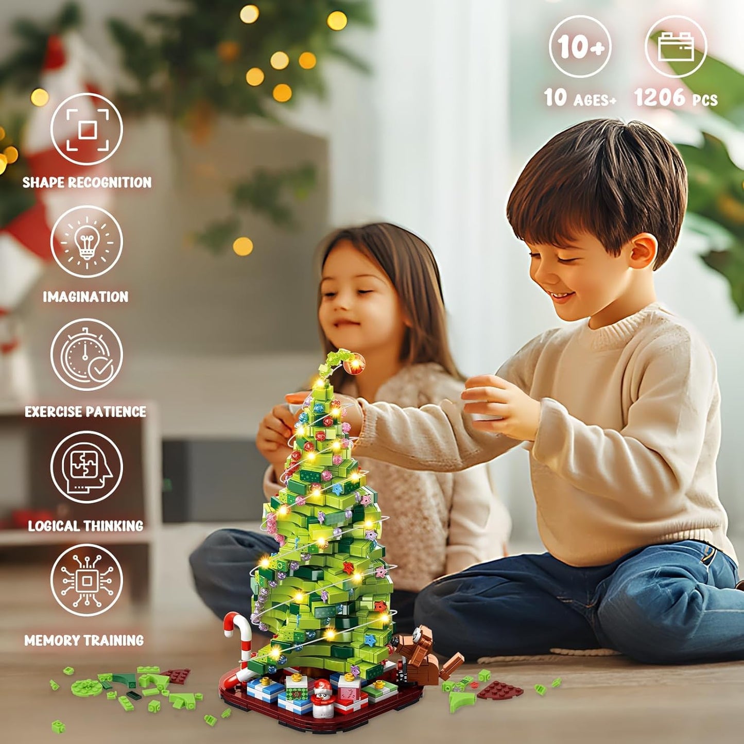 Siyaluens Advent Calendar 2025 Christmas Tree Building Blocks Set - 24 Days of Countdown Calendar Toys Gifts for for Adults Teens Girls Boys, 1206 Pieces