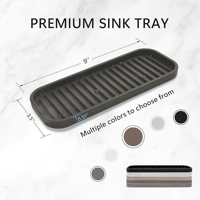 Gosmol Silicone Sponge Holder Kitchen Sink Organizer Tray Dish Caddy Soap