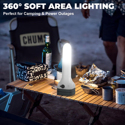 FUICZSN Flashlight Lantern Combo Rechargeable, 2-in-1 LED Flashlight with 360° Camping Lantern & Emergency Strobe, Compact Light for Camping, Power Outage, Car