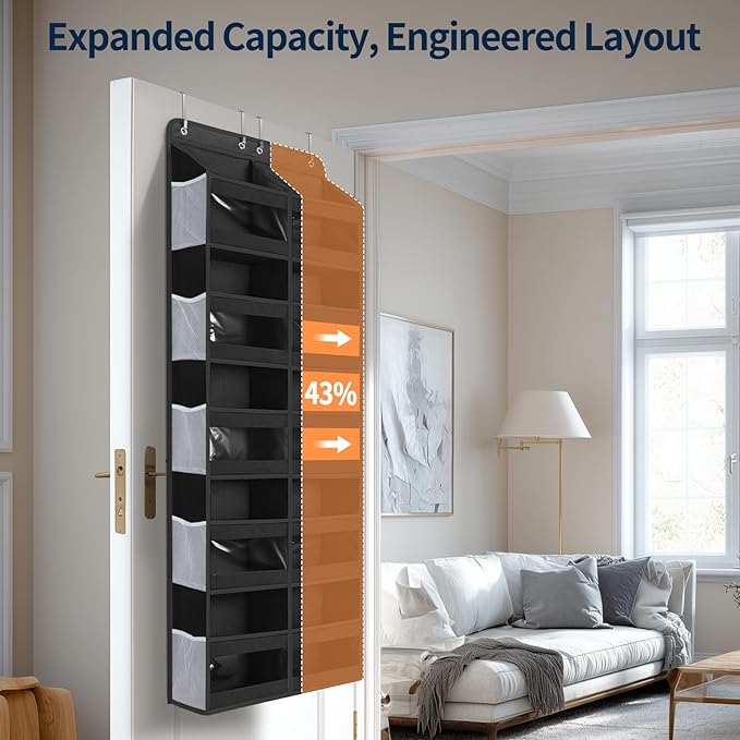 Yecaye 5-Tier Over The Door Organizer Dual-Column, 80lbs Load Over The Door