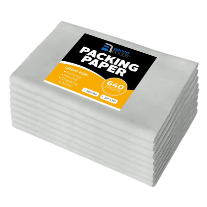 Bryco Goods Packing Paper Sheets for Moving | 640 Sheets | 27" x 17" | 20lb | Made in USA | Newsprint Paper | Must Have in Your Moving Supplies