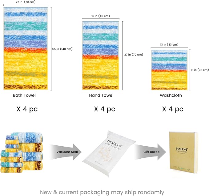 SEMAXE 12-Piece Family Bathroom Towel Set