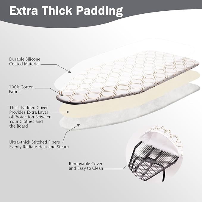 SheeChung Small Ironing Board Cover and Pad 12"x32", Tabletop Ironing Board