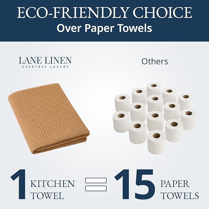 LANE LINEN Cotton Kitchen Towels and Dish Cloths Set, Quick-Drying Dish Towel