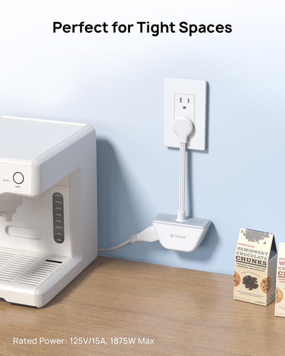 TROND Multi Plug Outlet Extender 2 Pack - Electrical Wall Splitter, 3 Way Angled Wall Outlet Adapter, Cruise Essentials, Small Multiple Plug Expander for Cruise Ship Home Office Dorm Room, White