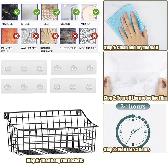 Sonyabecca 4 Pack Hanging Wall Basket