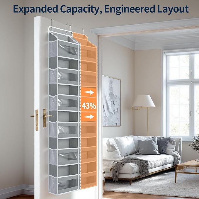 Yecaye 6-Tier Over The Door Organizer Dual-Column of 12 Compartments, College