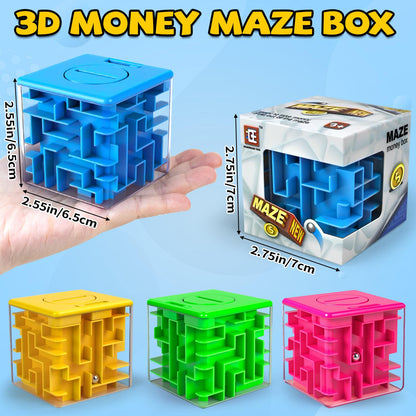 12 Pack Money Maze Puzzle Gift Box, 3D Puzzle Boxes Toy for Cash Gift - Maze Magic Cube Toy Brain Teasers for Kids Adults Birthday Party Favors Easter Basket Fillers