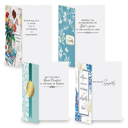 Current Faith Assorted Cards with Envelopes All Occasion - 20 Pack, Large 5" x 7" Christian Cards with Sentiments, Variety of Get Well, Sympathy, Birthday, Anniversary & Thinking of You