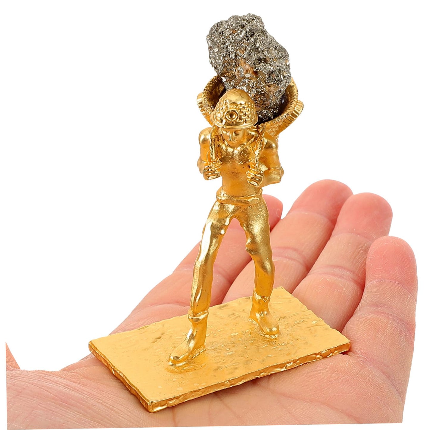 Cabilock Mineral Stone Miner Figurine with Basket Unique Irregular Ore Decoration for Home Office and Desk Natural Style Mineral Adornment for Creative Home Decor