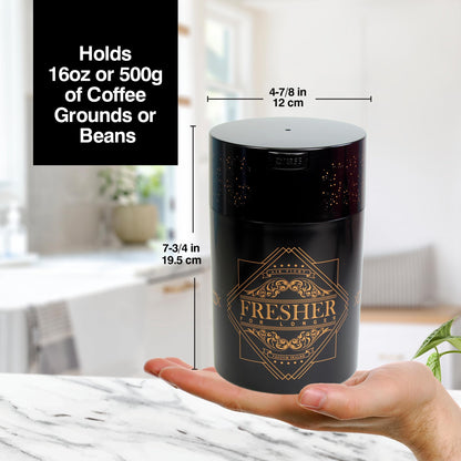 Coffeevac 1LB – Patented Airtight Container | Multi-use Vacuum Container Works as Smell Proof Containers for Ground Coffee and Coffee Bean Containers. White Floral