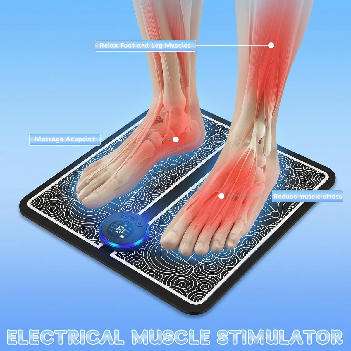 ZoRhael Foot Massager with Remote Control, Foot Stimulating Massage Mat Improves and Promotes Muscle Stimulator for Neuropathy & Recovery, 8 Modes 19 Levels, Foot Mat System for Pain Relief