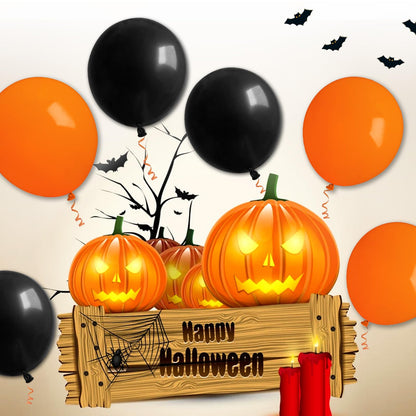100 Pcs Black and Orange Balloons 12 Inch Halloween Latex Balloons Thicken Helium Party Balloons for Halloween,Wedding, Birthday Party Balloon Arch Garland Decoration