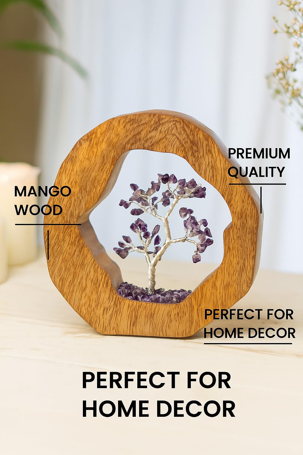 RITUALISTIC Amethyst Crystal Tree of Life in Wooden Ring - Spiritual Gift for Energy Flow & Chakra Healing, Gemstone Bonsai Tree, Home Decor, Wealth & Luck|Perfect for Gift with Valentine's Day Gifts