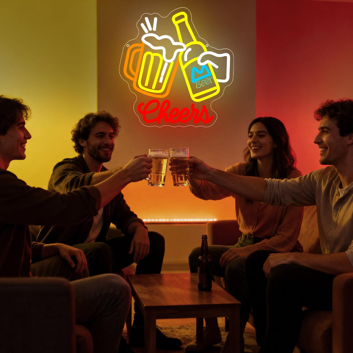 Cheers Beer Neon Sign, Dimmable USB Powered LED Light for Wall Decor, Bar Neon Lamp for Man Cave Home Bar Pub Party Bedroom, Birthday Christmas Gift for Beer Lovers