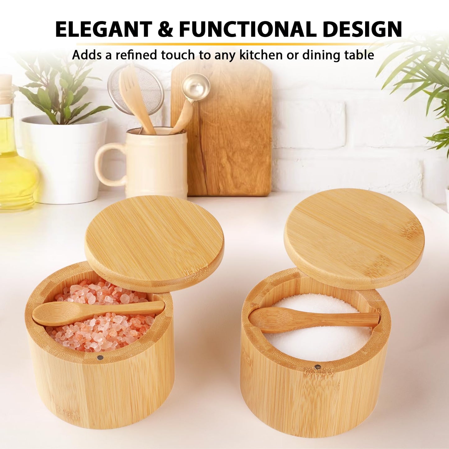 Timtopno Bamboo Salt Cellar and Engraved Salt Box