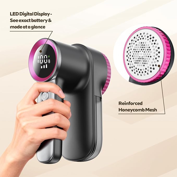 Rechargeable Fabric Shaver & Lint Remover, Electric Sweater Defuzzer