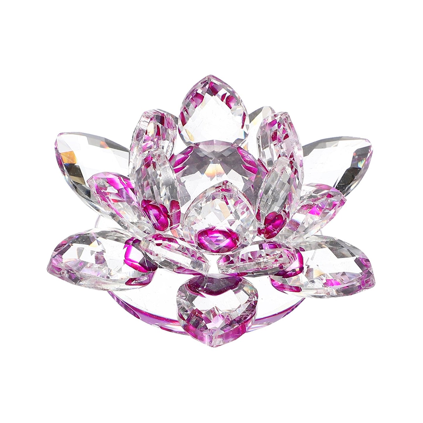 uxcell Crystal Lotus Flower Figurine 2.6"x2.6" Decorative Lotus Flower Ornament Clear Lotus Figurine for Home Office Tabletop Centerpieces, Purple