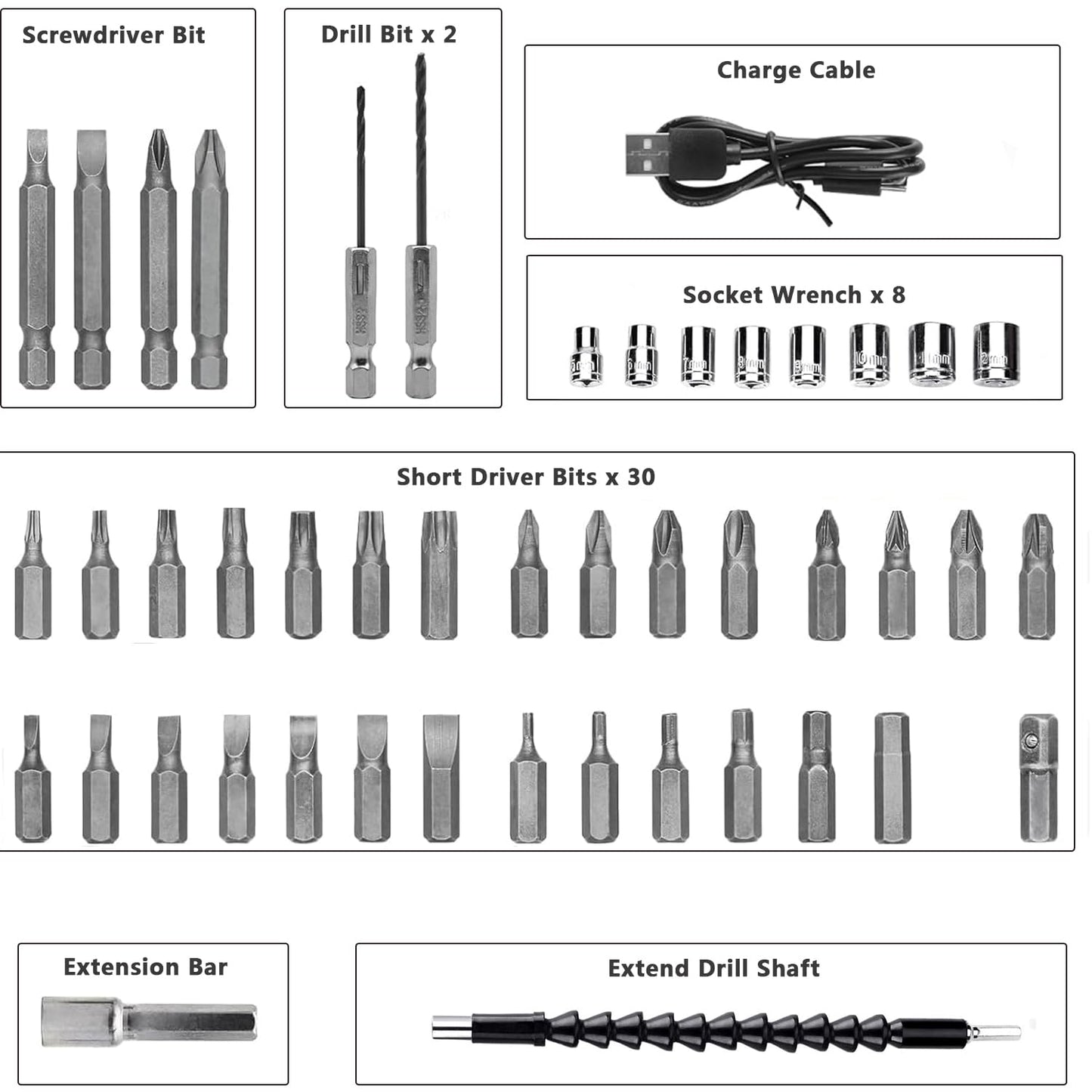 JENABOM 47 in 1 Electric Screwdrivers Cordless, 3.6V Rotatable 90 Degrees Cordless Screwdriver Rechargeable, Electric Screwdriver Set with USB Cable LED Light for Home Improvement DIY Project